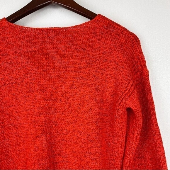J. Crew Textured V-neck Bell Sleeves Sweater Orange Red Size XS - Picture 6 of 8